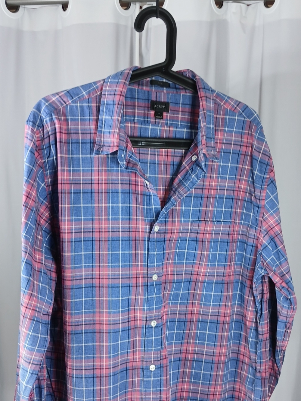 J. Crew Blue and Pink Plaid Cotton Button-Down mens Shirt